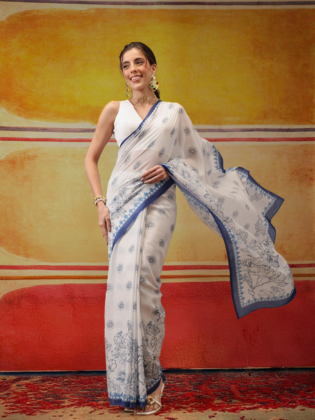 Valentine Special Soft Mal Cotton Printed Saree