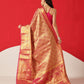 Baluchari Silk Saree With Zari Woven Rich Pallu & Contrast Border
