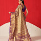 Baluchari Silk Saree With Zari Woven Rich Pallu & Contrast Border