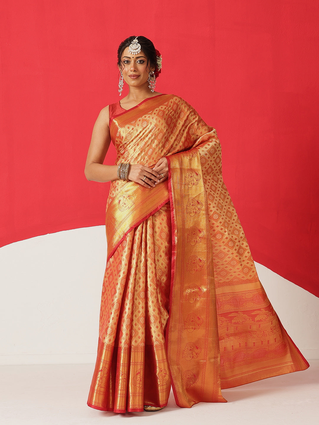 Baluchari Silk Saree With Zari Woven Rich Pallu & Contrast Border