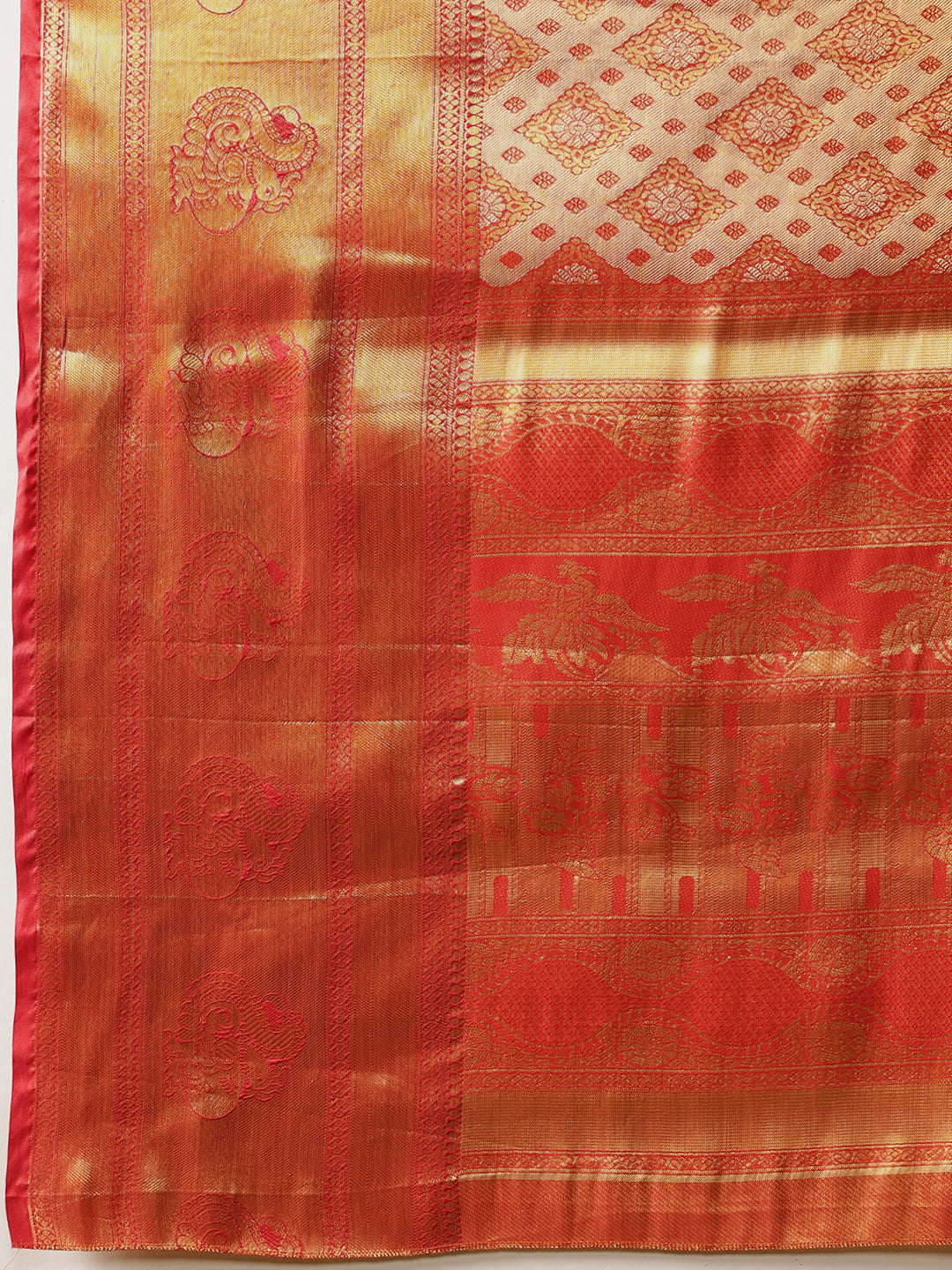 Baluchari Silk Saree With Zari Woven Rich Pallu & Contrast Border