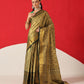 Floral Baluchari Silk Saree With Zari Woven Rich Pallu & Contrast Border