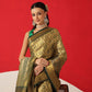 Floral Baluchari Silk Saree With Zari Woven Rich Pallu & Contrast Border