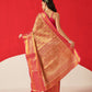 Floral Baluchari Silk Saree With Zari Woven Rich Pallu & Contrast Border