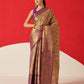 Floral Baluchari Silk Saree With Zari Woven Rich Pallu & Contrast Border