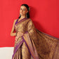 Floral Baluchari Silk Saree With Zari Woven Rich Pallu & Contrast Border