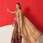 Floral Baluchari Silk Saree With Zari Woven Rich Pallu & Contrast Border