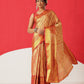 Floral Baluchari Silk Saree With Zari Woven Rich Pallu & Contrast Border