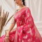 Floral Banarasi Organza Soft Silk Pink Saree