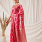 Floral Banarasi Organza Soft Silk Pink Saree