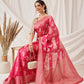 Floral Banarasi Organza Soft Silk Pink Saree