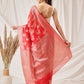 Floral Banarasi Organza Soft Silk Red Saree