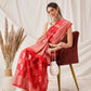 Floral Banarasi Organza Soft Silk Red Saree