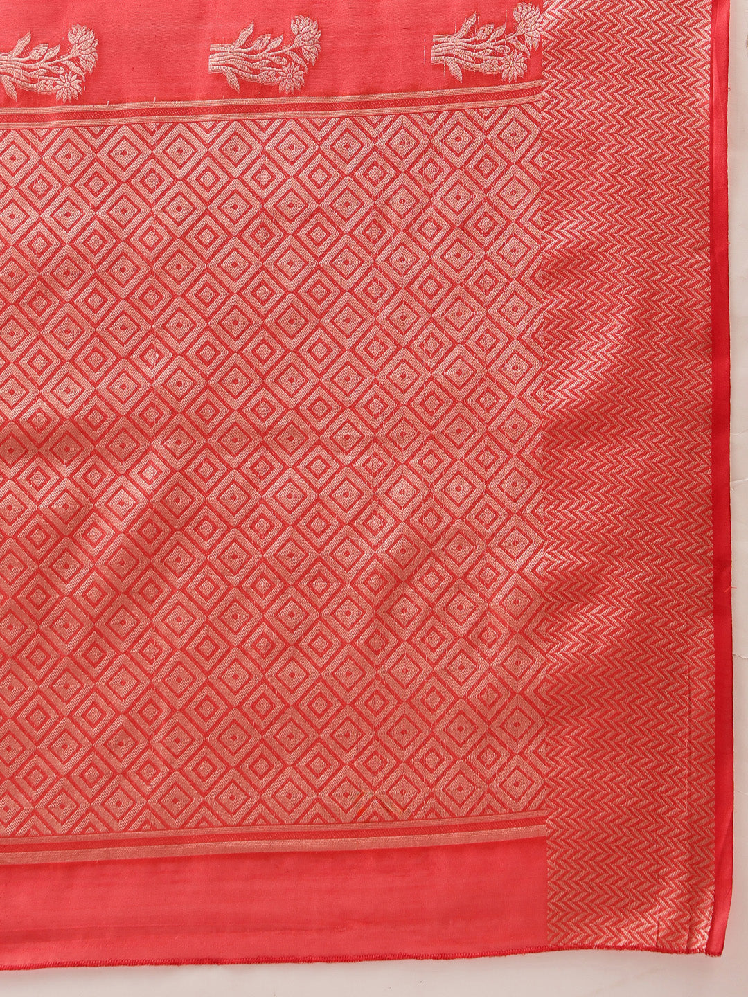 Floral Banarasi Organza Soft Silk Red Saree