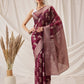 Floral Banarasi Organza Soft Silk Wine Saree