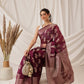 Floral Banarasi Organza Soft Silk Wine Saree