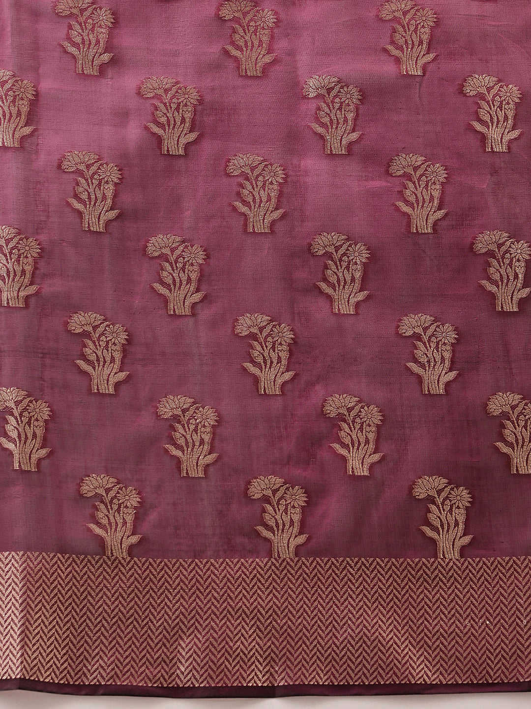 Floral Banarasi Organza Soft Silk Wine Saree