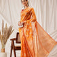 Floral Banarasi Organza Soft Silk Yellow Saree