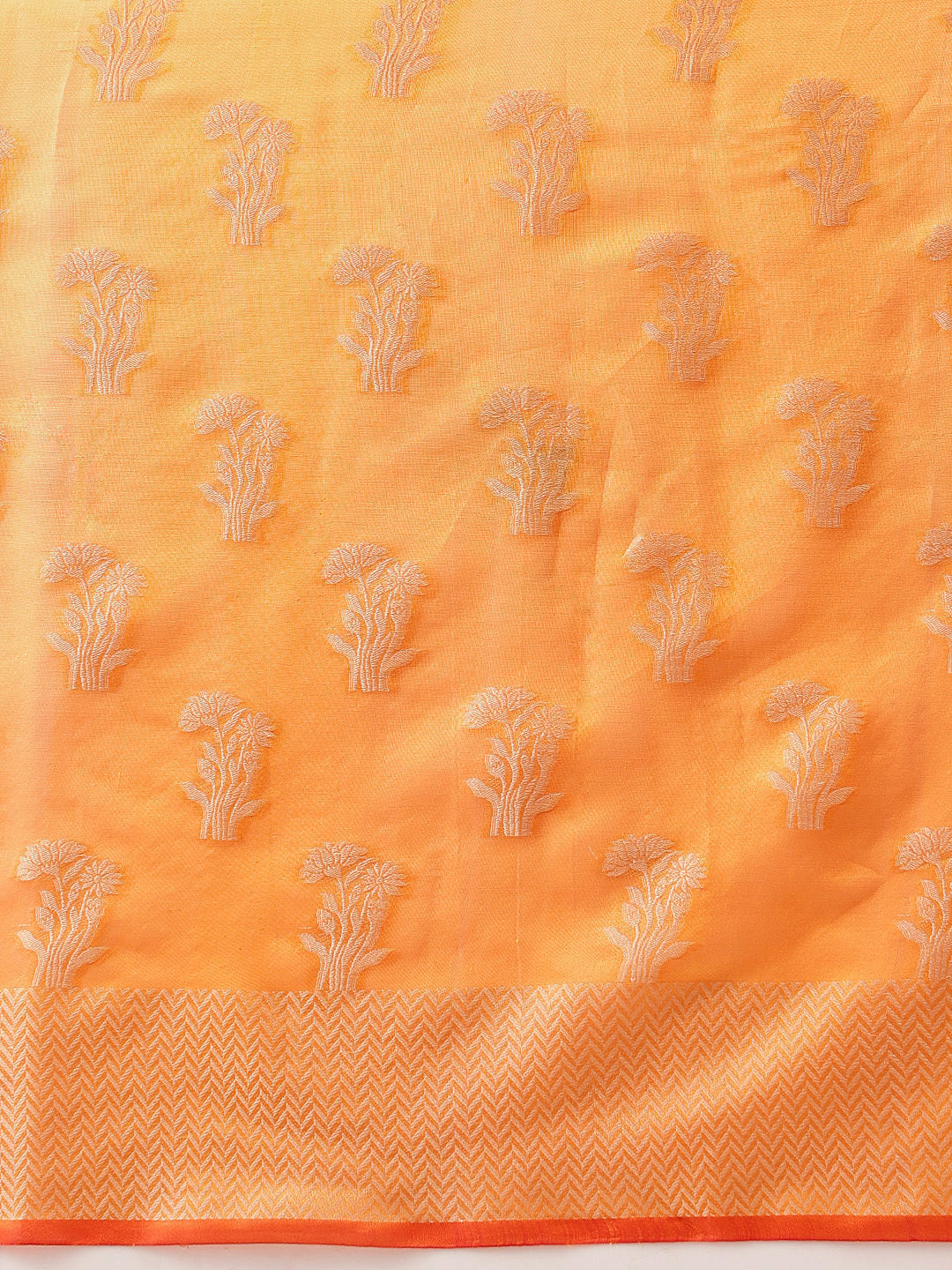 Floral Banarasi Organza Soft Silk Yellow Saree