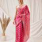 Banarasi Organza Soft Silk Pink Saree With Small Floral Border