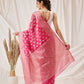 Banarasi Organza Soft Silk Pink Saree With Small Floral Border