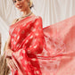 Banarasi Organza Soft Silk Red Saree With Small Floral Border