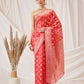 Banarasi Organza Soft Silk Red Saree With Small Floral Border