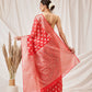 Banarasi Organza Soft Silk Red Saree With Small Floral Border