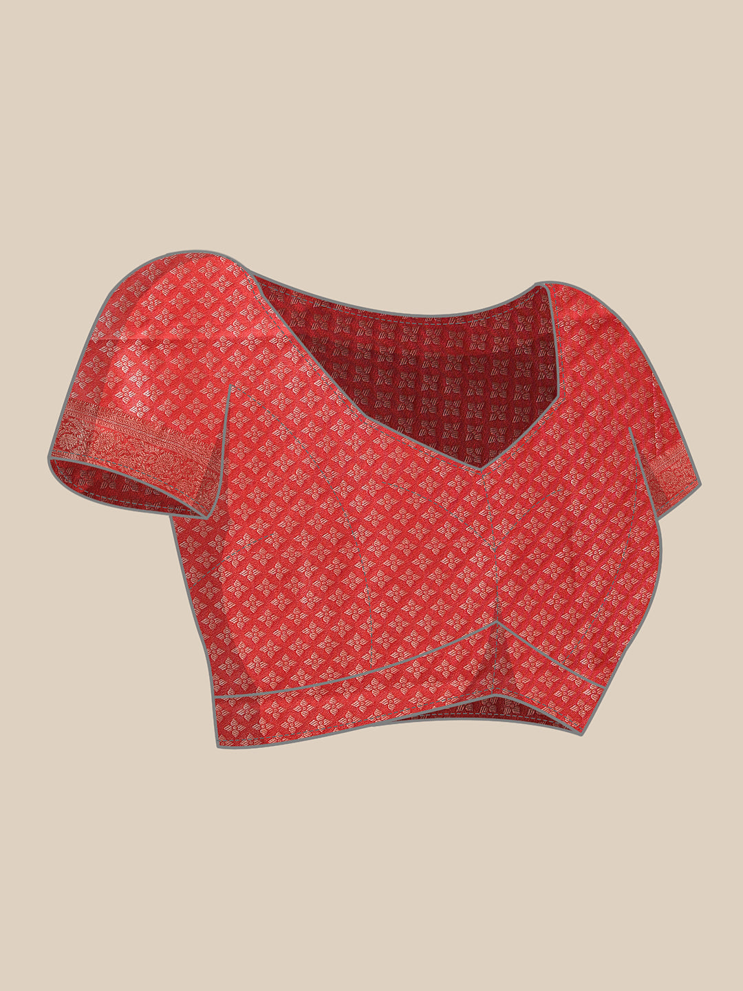 Banarasi Organza Soft Silk Red Saree With Small Floral Border