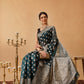 Banarasi Organza Soft Silk Teal Saree With Small Floral Border