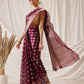 Banarasi Organza Soft Silk Wine Saree With Small Floral Border
