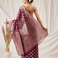 Banarasi Organza Soft Silk Wine Saree With Small Floral Border