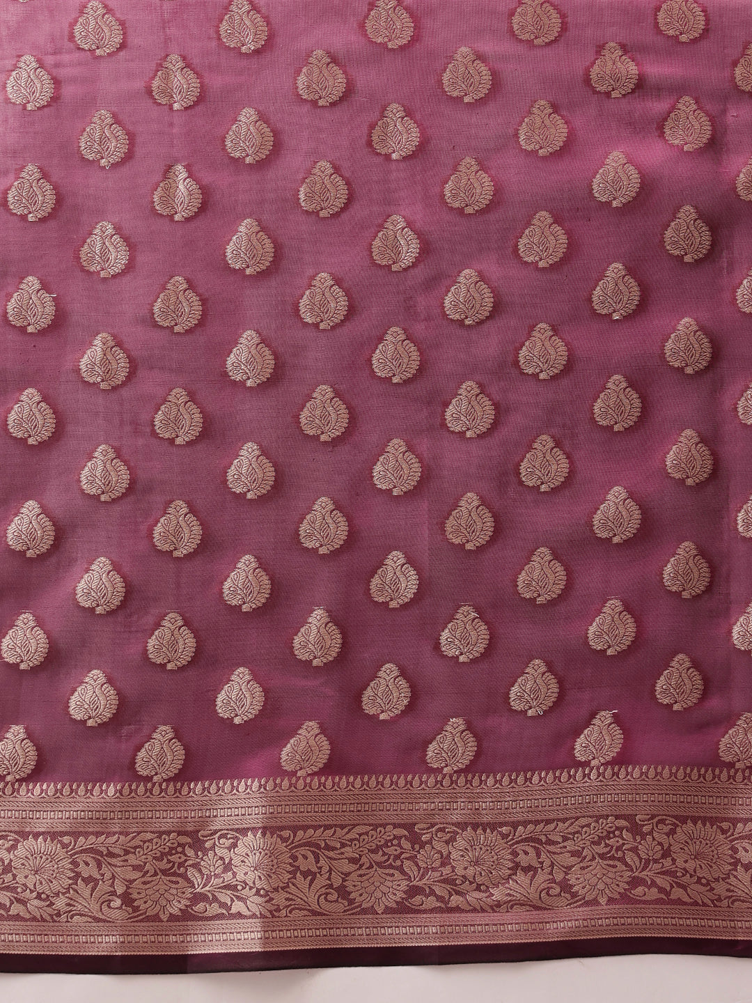 Banarasi Organza Soft Silk Wine Saree With Small Floral Border