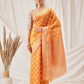 Banarasi Organza Soft Silk Yellow Saree With Small Floral Border