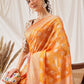 Banarasi Organza Soft Silk Yellow Saree With Small Floral Border