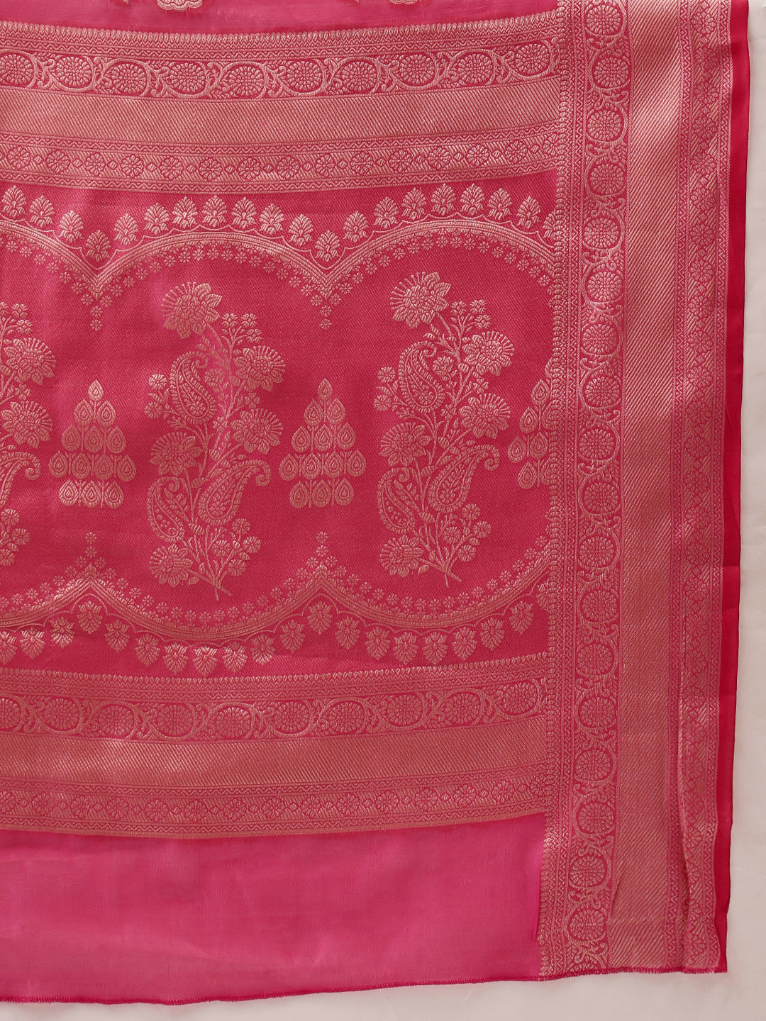 Floral Banarasi Organza Soft Silk Pink Saree