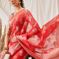 Floral Banarasi Organza Soft Silk Red Saree