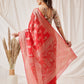 Floral Banarasi Organza Soft Silk Red Saree