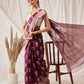 Floral Banarasi Organza Soft Silk Wine Saree