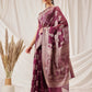 Floral Banarasi Organza Soft Silk Wine Saree