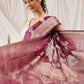 Floral Banarasi Organza Soft Silk Wine Saree