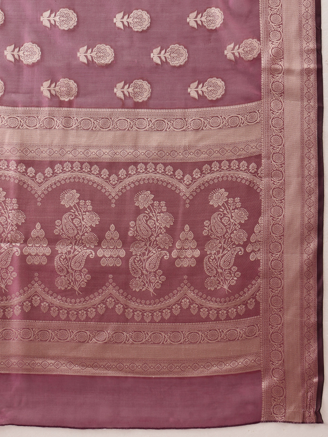 Floral Banarasi Organza Soft Silk Wine Saree