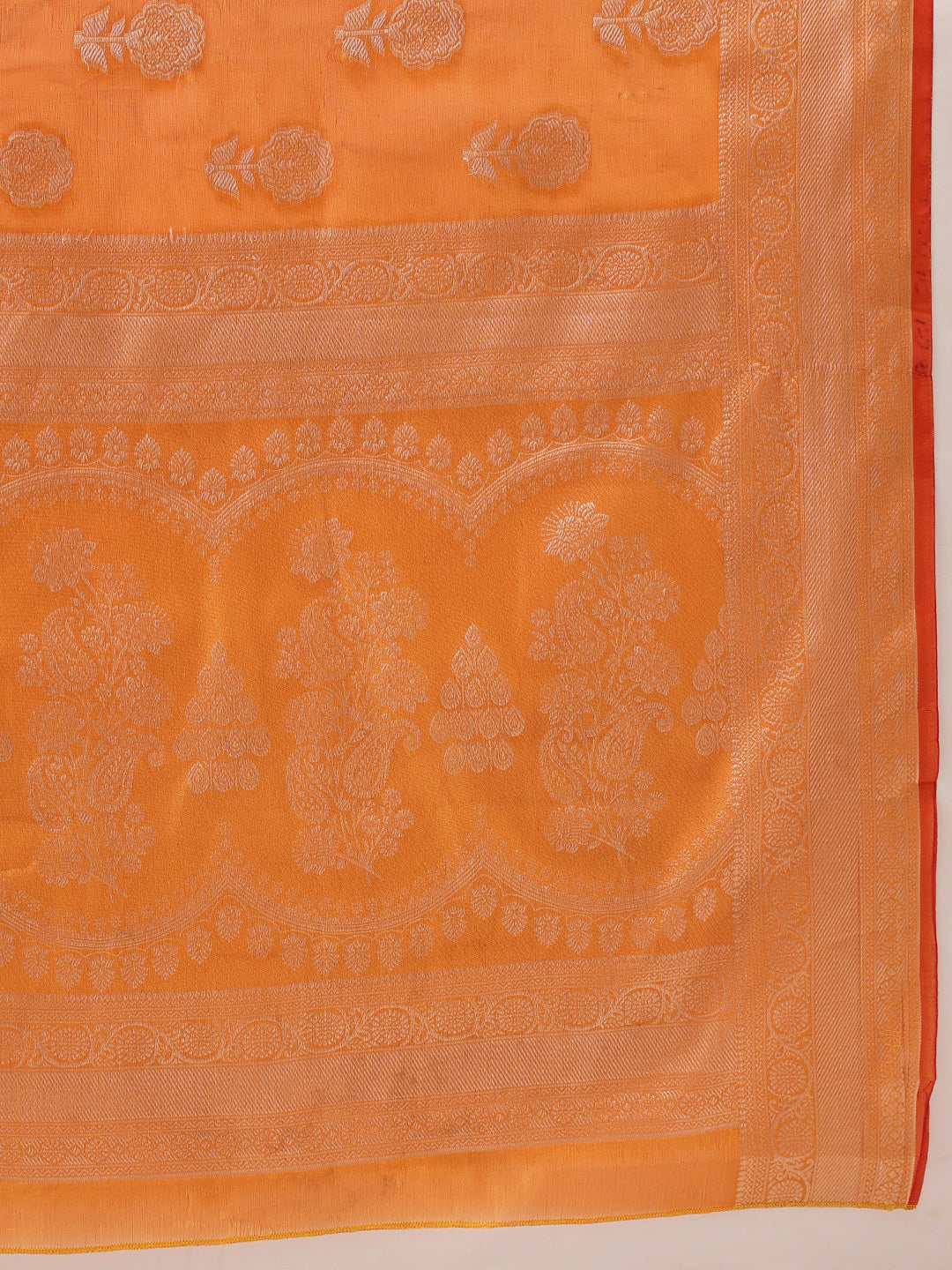 Floral Banarasi Organza Soft Silk Yellow Saree