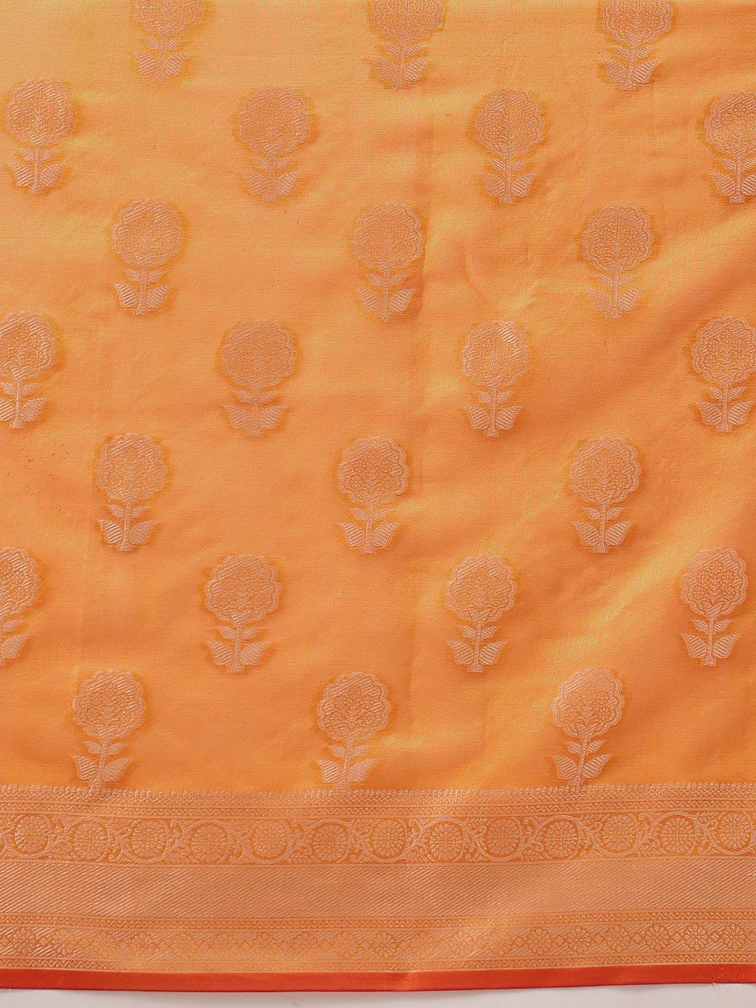 Floral Banarasi Organza Soft Silk Yellow Saree