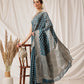 Banarasi Organza Soft Silk Teal Saree