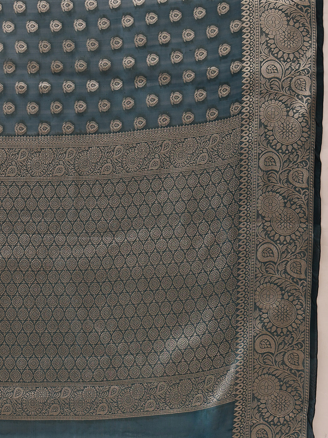 Banarasi Organza Soft Silk Teal Saree