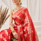 Laheriya Floral Banarasi Organza Soft Silk Red Saree