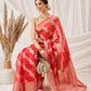 Laheriya Floral Banarasi Organza Soft Silk Red Saree