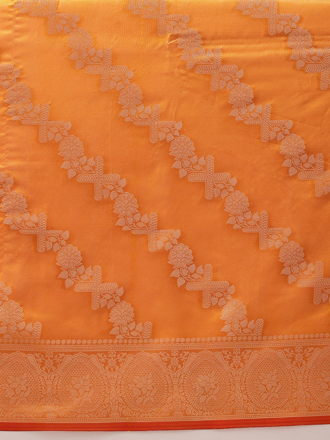 Laheriya Floral Banarasi Organza Soft Silk Yellow Saree