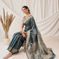 Floral Banarasi Organza Soft Silk Teal Saree With Small Border